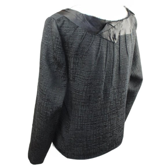 Elie Tahari Sabrina Rose Embellished Black Texture Suit Jacket, Size Lar… - Picture 6 of 12